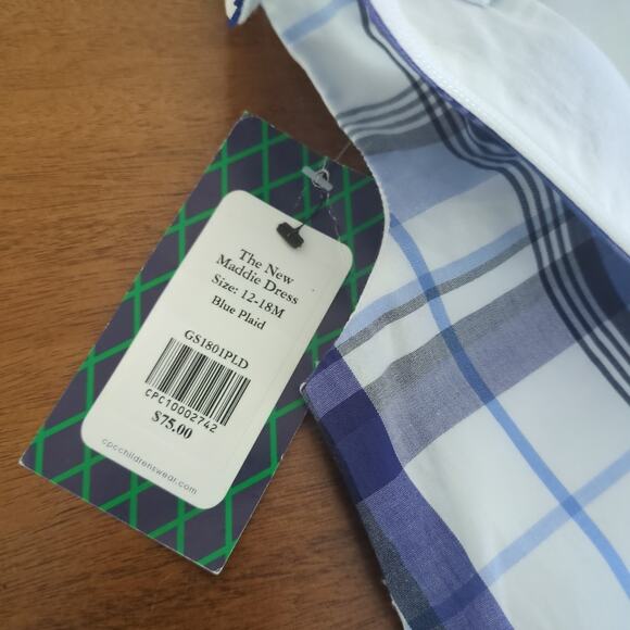 Classic Prep Maddie Summit Blue seersuckers Plaid/ collard dress size 12-18M NEW - Picture 8 of 8